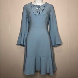 JAX Black Label Blue Bell Sleeve Lace Up Dress Size 6
